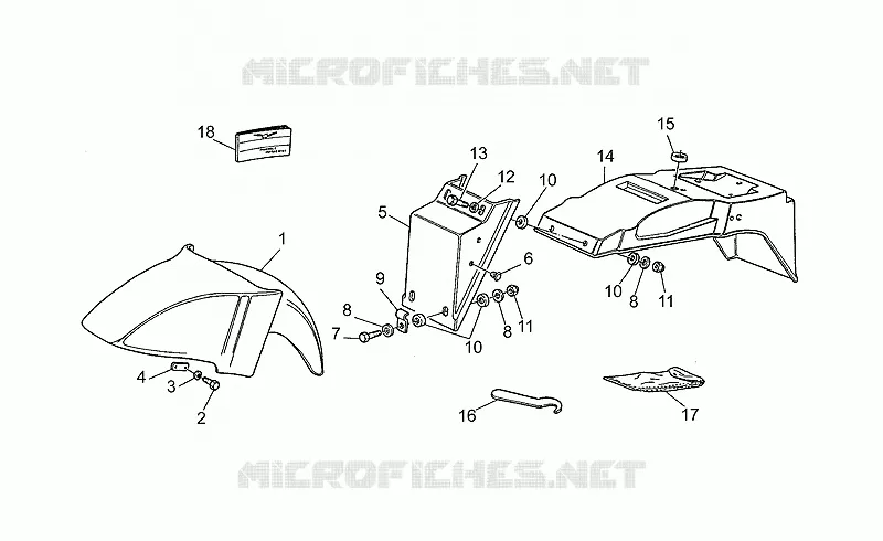 Front/rear mudguards