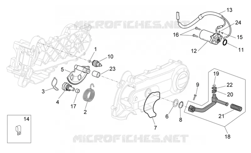Kick-start gear/starter motor