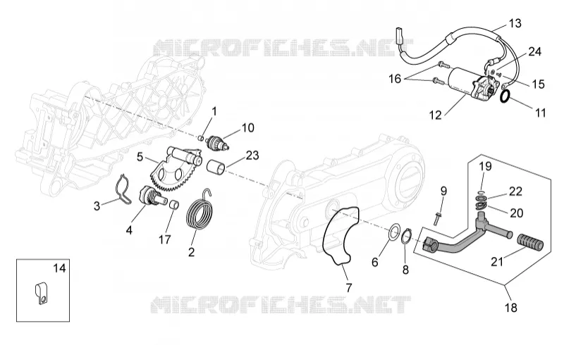 Kick-start gear/starter motor