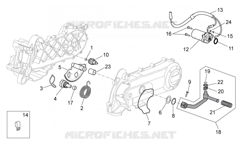 Kick-start gear/starter motor