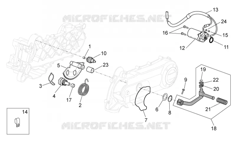 Kick-start gear/starter motor