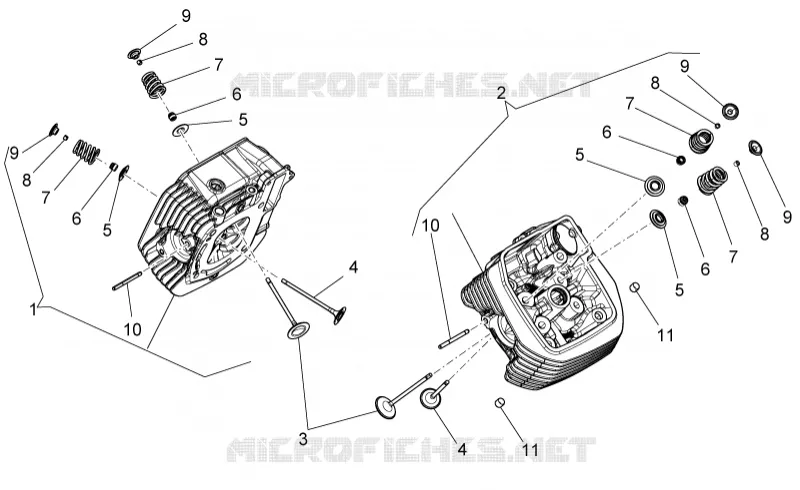 Cylinder head and valves